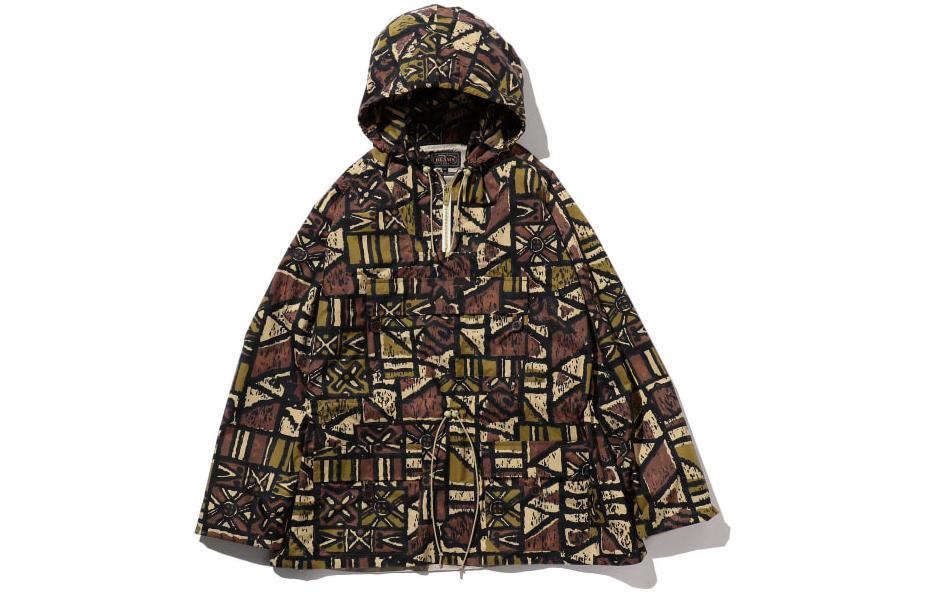 Beams All-Over Print Zip-Up Hoodie Jacket Brown (). 3818004413928