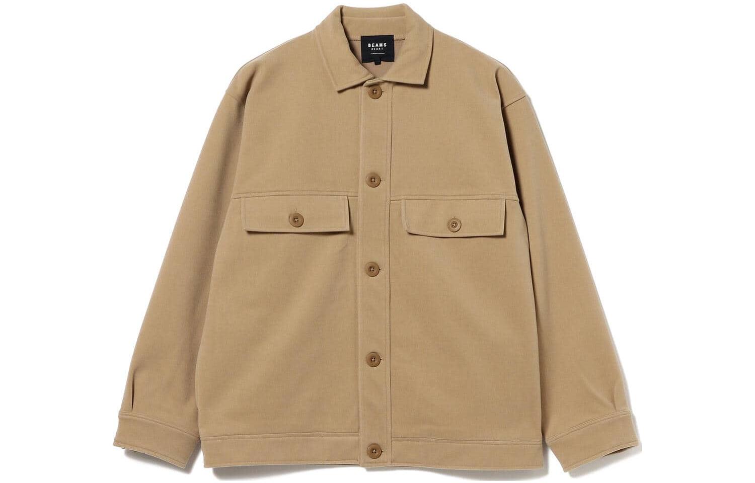 Beams Beige Solid Color Single-Breasted Long Sleeve Jacket 4213049713820
