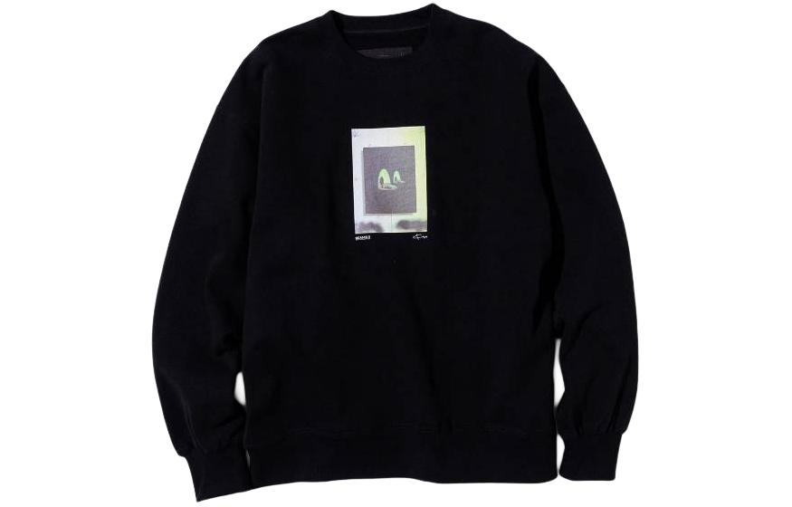 Beams Black Crewneck Pullover Letter Print Long Sleeve Sweatshirt 7513056814619