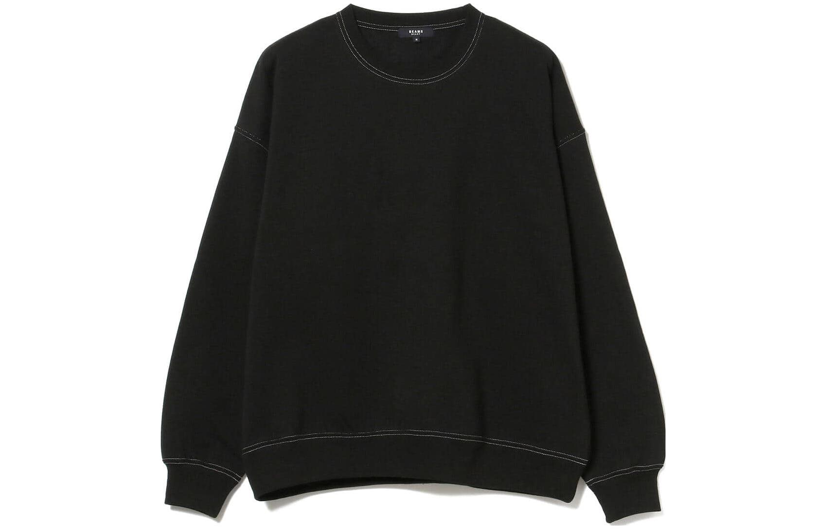 Beams Black Loose Fit Crewneck Long Sleeve Sweatshirt 4213050522219