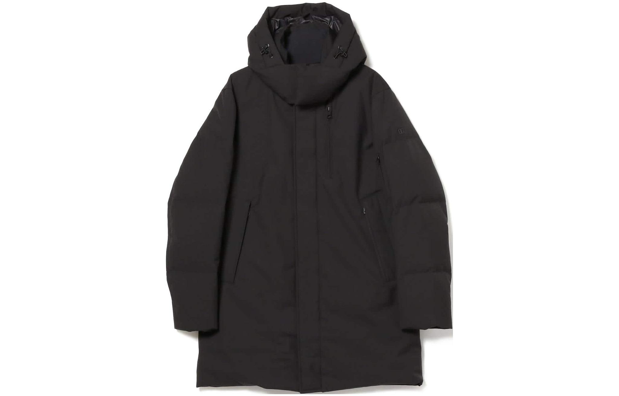 Beams Black Mid-Length Solid Hoodie Zip-Up Jacket Long Sleeve 24-19-0015-272