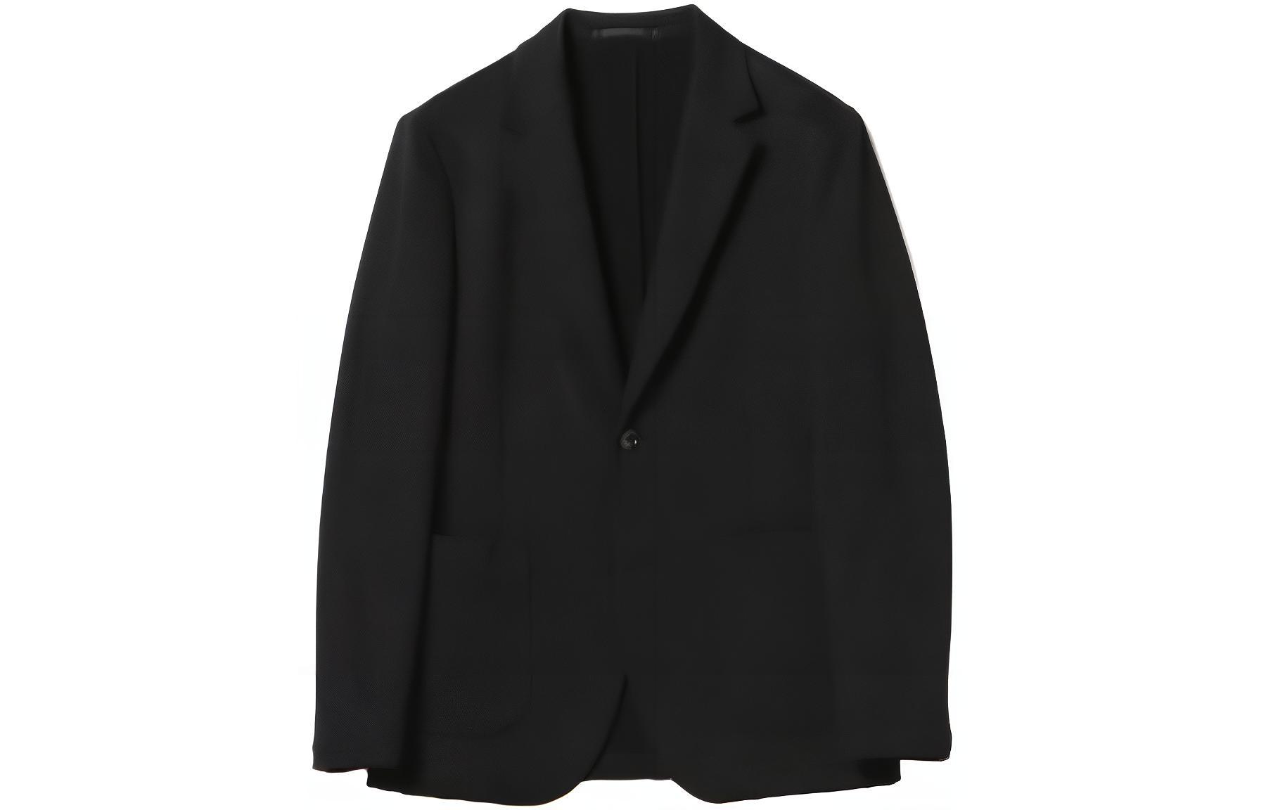 Beams Black Solid Color Button-Up Long Sleeve Jacket 4116001037519