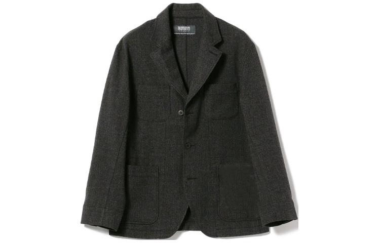 Beams Black Solid Slim-Fit Button-Up Collar Long-Sleeve Jacket 91-16-0294-498