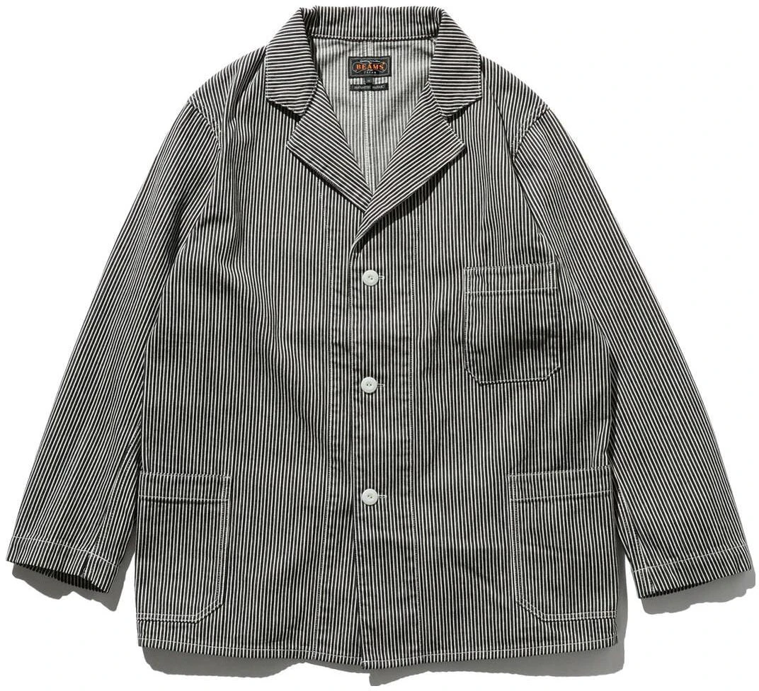 beams-black-striped-loose-fit-button-up-jacket-with-breathable-design-3816039279119