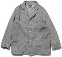 Beams Black Striped Loose-Fit Button-Up Jacket with Breathable Design 3816039279119 Beams Black Striped Loose-Fit Button-Up Jacket with Breathable Design 3816039279119