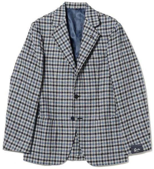 beams-blue-v-neck-plaid-button-up-loose-fit-jacket-24-16-0301-435