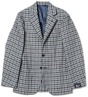 Beams Blue V-Neck Plaid Button-Up Loose Fit Jacket 24-16-0301-435 Beams Blue V-Neck Plaid Button-Up Loose Fit Jacket 24-16-0301-435