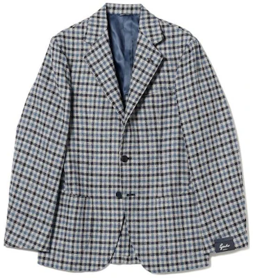 Beams 藍色V領格紋寬鬆版扣式外套 24-16-0301-435 Buy Beams 藍色V領格紋寬鬆版扣式外套 24-16-0301-435