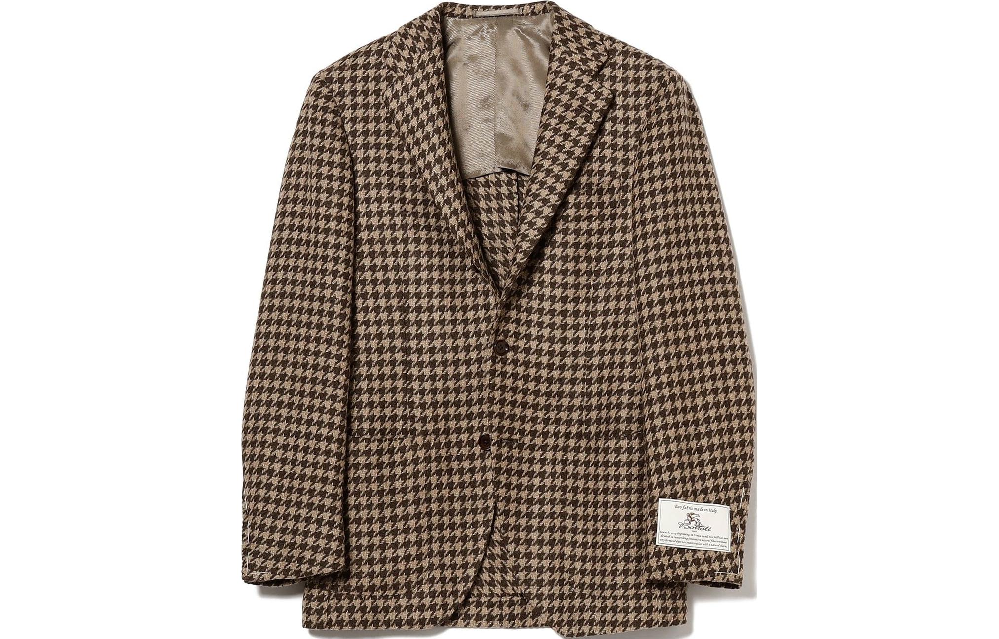 Beams Brown Plaid Long-Sleeve Jacket with Turn-Down Collar 21-16-0312-015