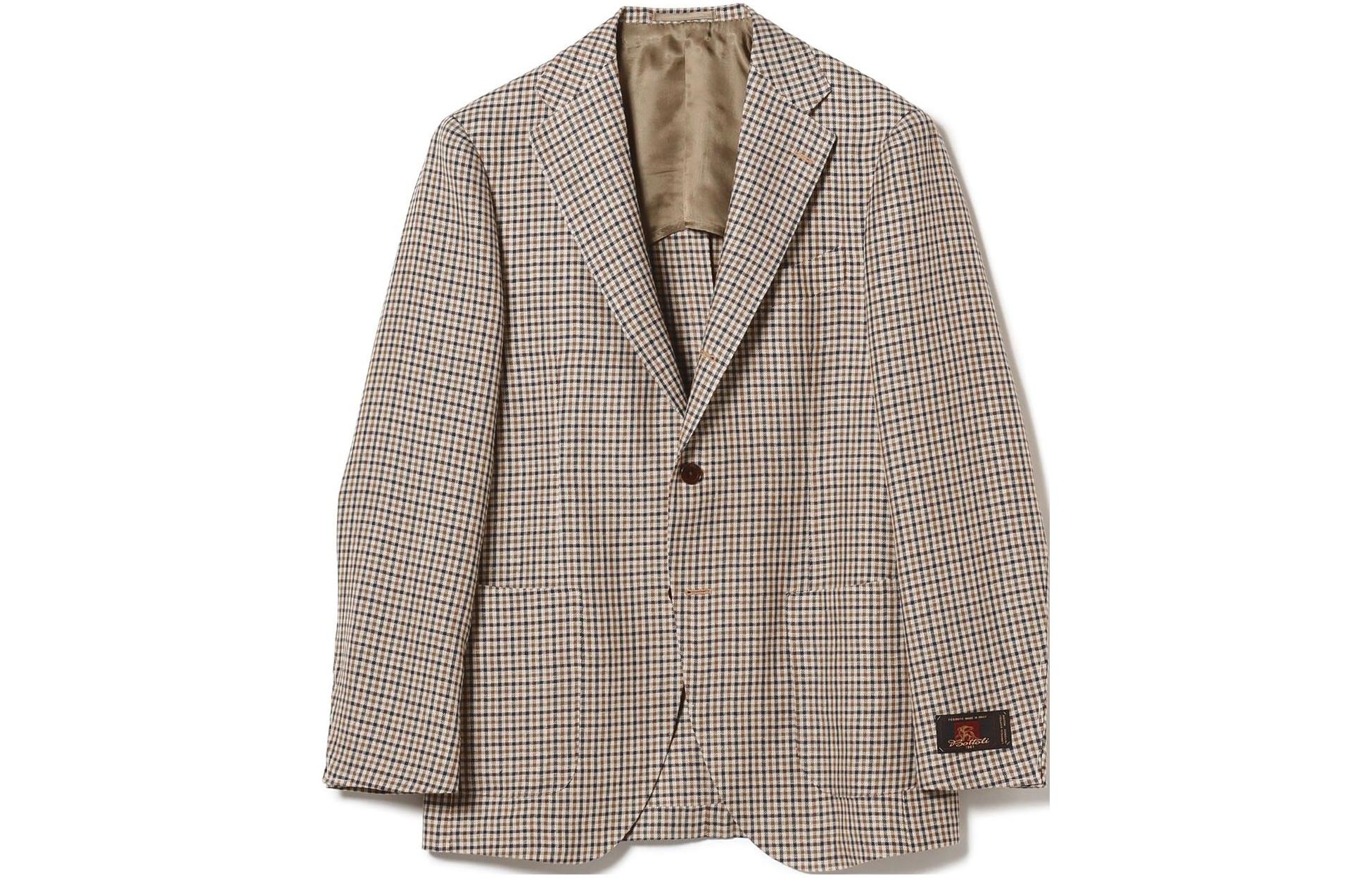 Beams Brown Plaid Single-Breasted Jacket. 21-16-0441-015
