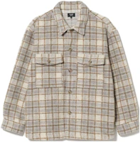Beams Checkered Button-Up Shirt Jacket Beige/Tan Colorblock. 4211003780320 Beams Checkered Button-Up Shirt Jacket Beige/Tan Colorblock. 4211003780320