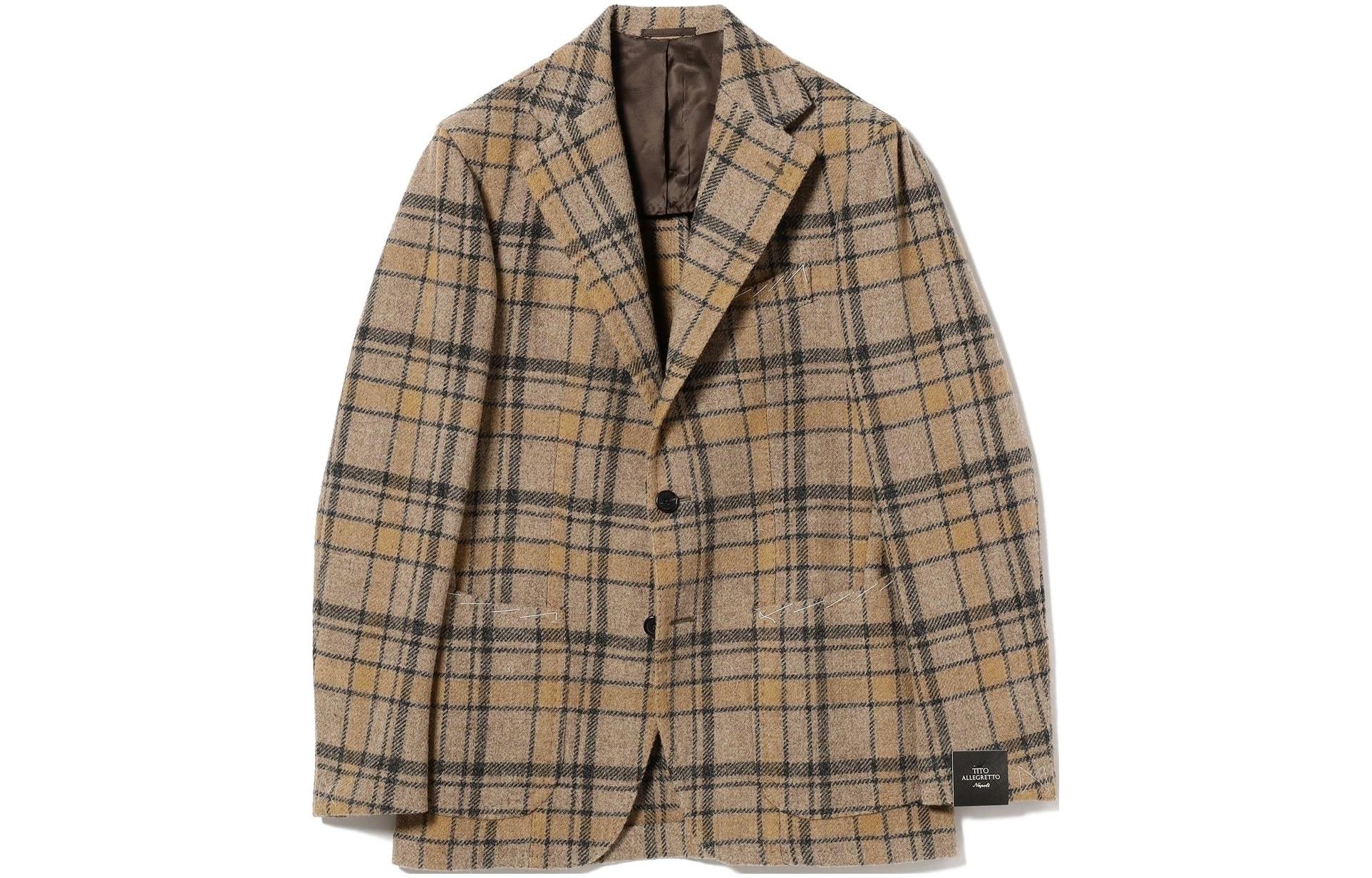 Beams Checkered Notched Collar Tailored Blazer Jacket Beige (). 24-16-0260-495