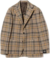 Beams Checkered Notched Collar Tailored Blazer Jacket Beige (). 24-16-0260-495 Beams Checkered Notched Collar Tailored Blazer Jacket Beige (). 24-16-0260-495