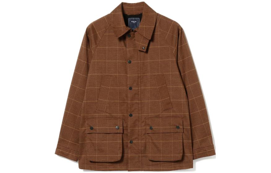 Beams Checkered Single-Breasted Long Sleeve Jacket Brown (). 9118002627791