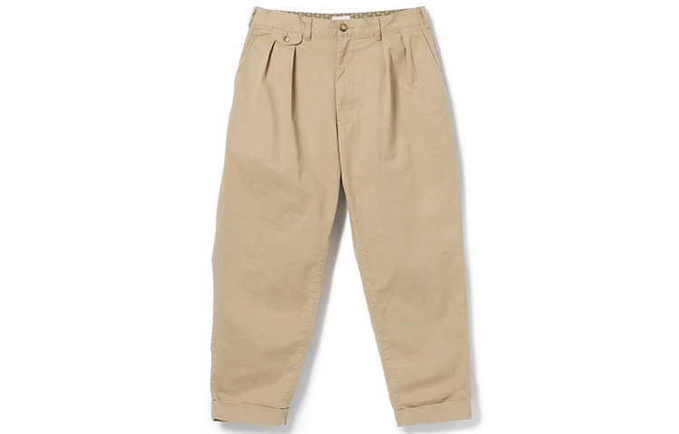 Beams Classic Minimalist Tapered Relaxed Fit Pleated Pants Unisex Casual Style. 11-23-1408-874