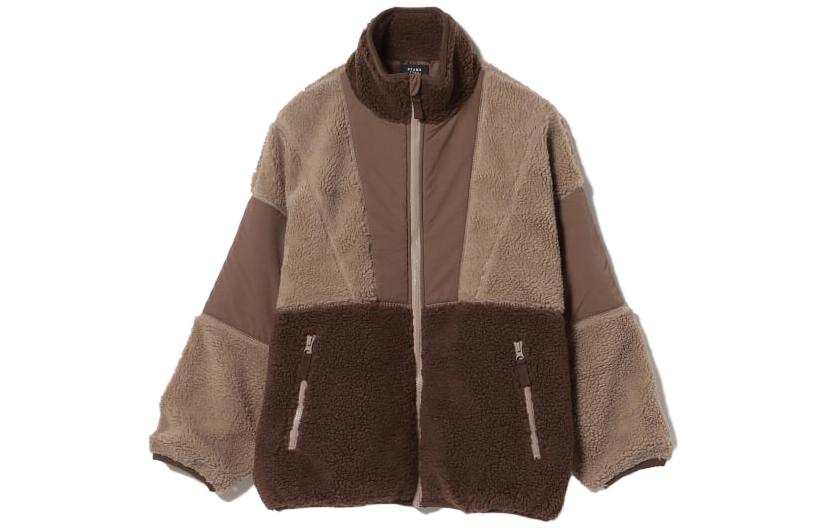 Beams Color-Block Stand Collar Zip Jacket Brown 4213051314728