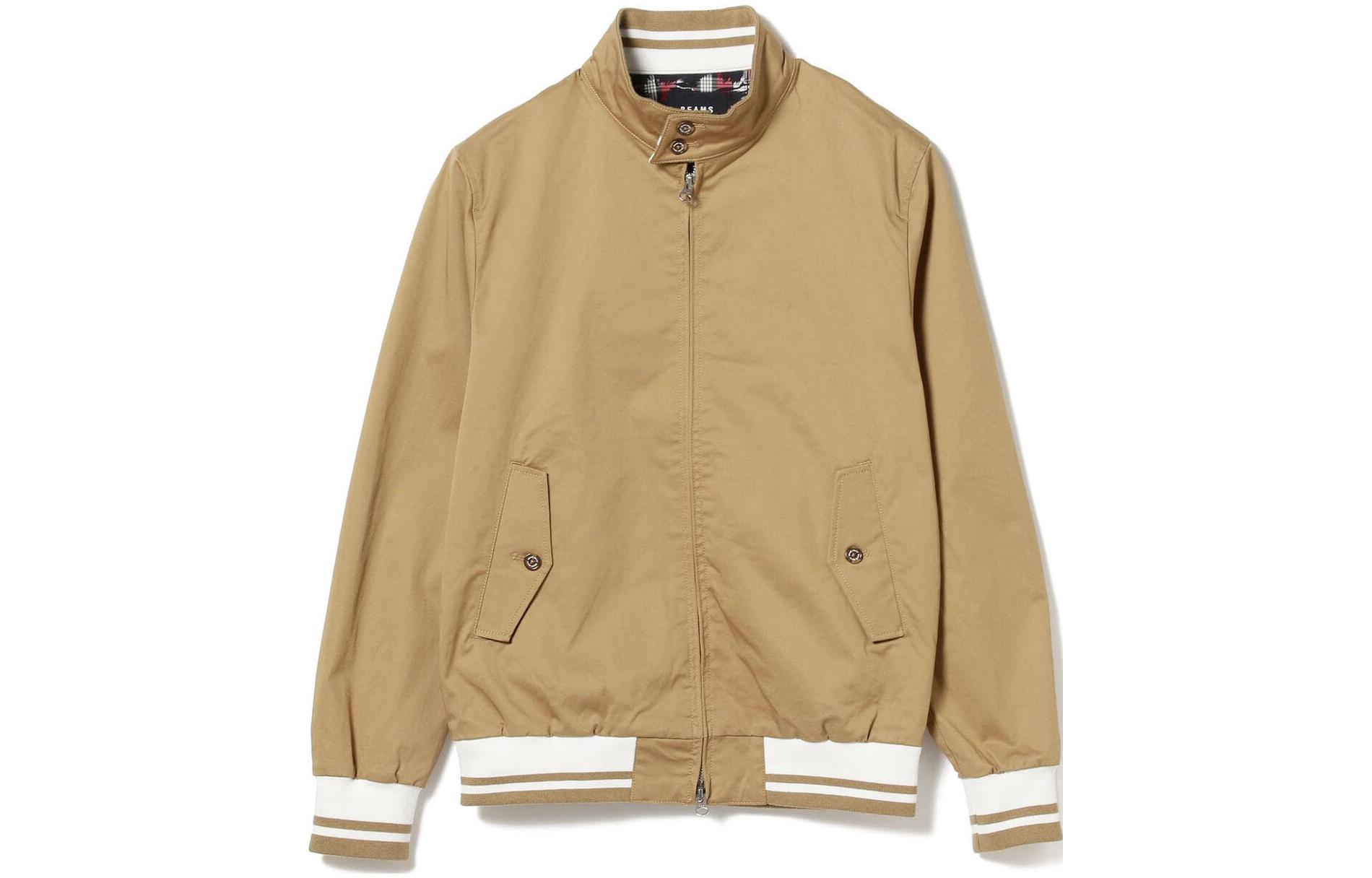 Beams Colorblock Zip-Up Long Sleeve Jacket Beige () 4218024941320