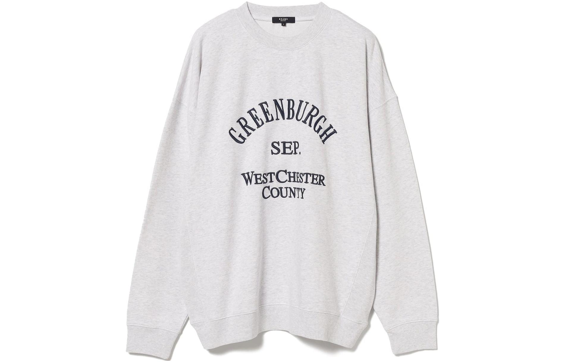 Beams Crewneck Letter Print Pullover Sweatshirt Light Gray. 4213006680310