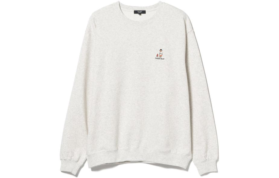 Beams Crewneck Pullover Sweatshirt with Solid Color Letter Print. 42-13-0052-819