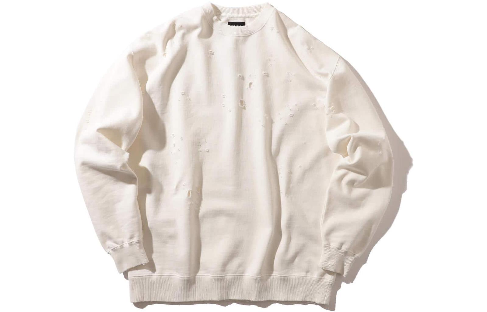 Beams Distressed Solid Color Pullover Crewneck Sweatshirt - Casual Wear 11-134-334-146