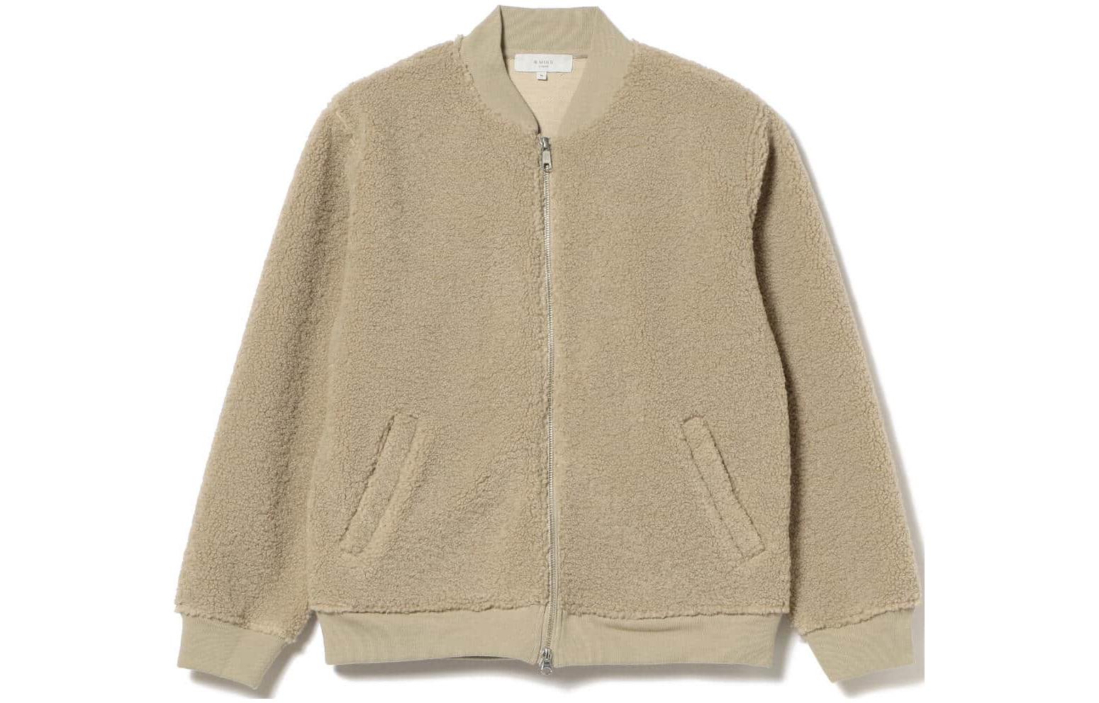 Beams Fleece Solid Long Sleeve Jacket Beige 9218003180320