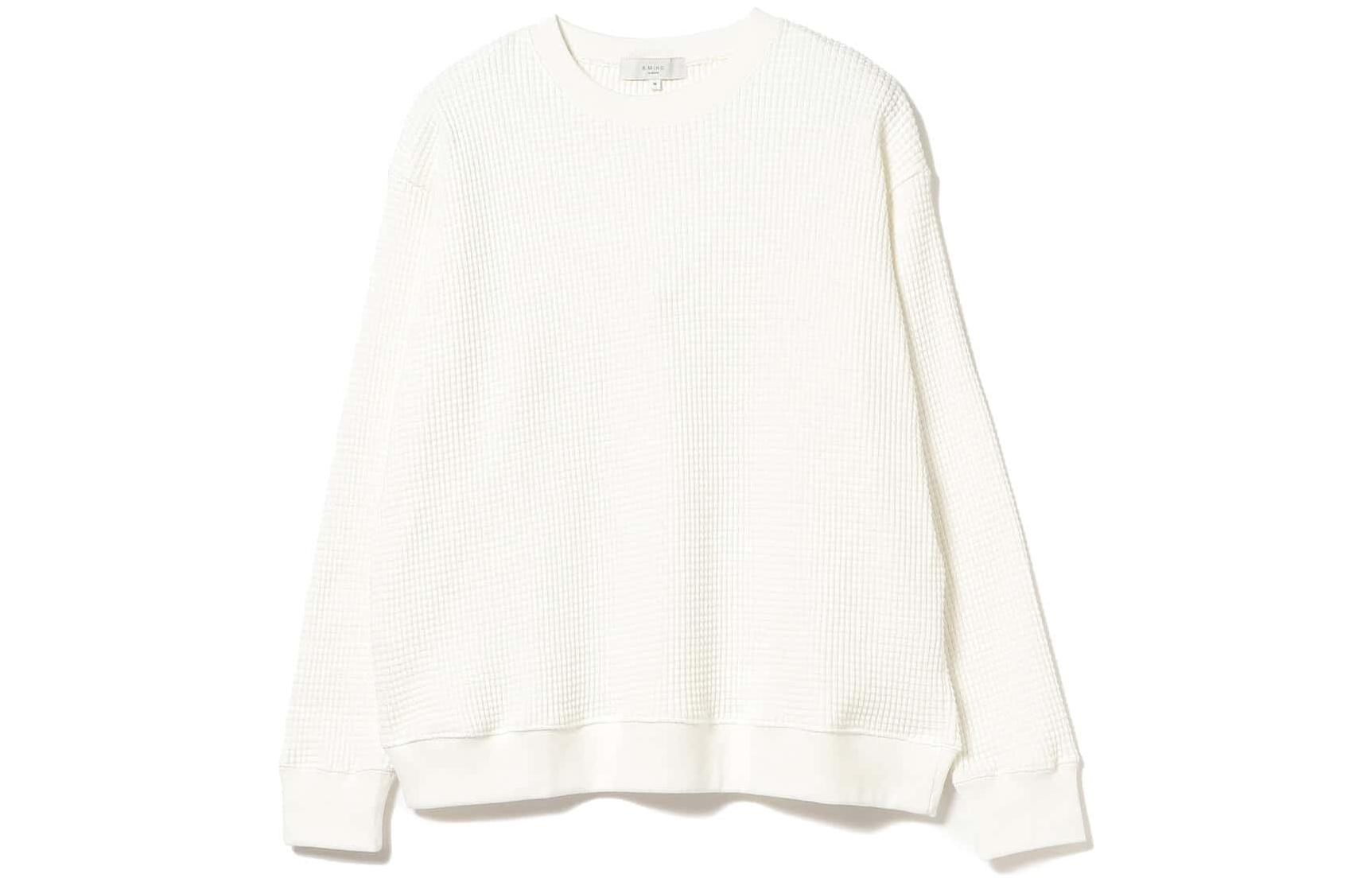 Beams FW22 Plain Waffle Long-Sleeve Crewneck Sweatshirt Men 92-13-0247-147