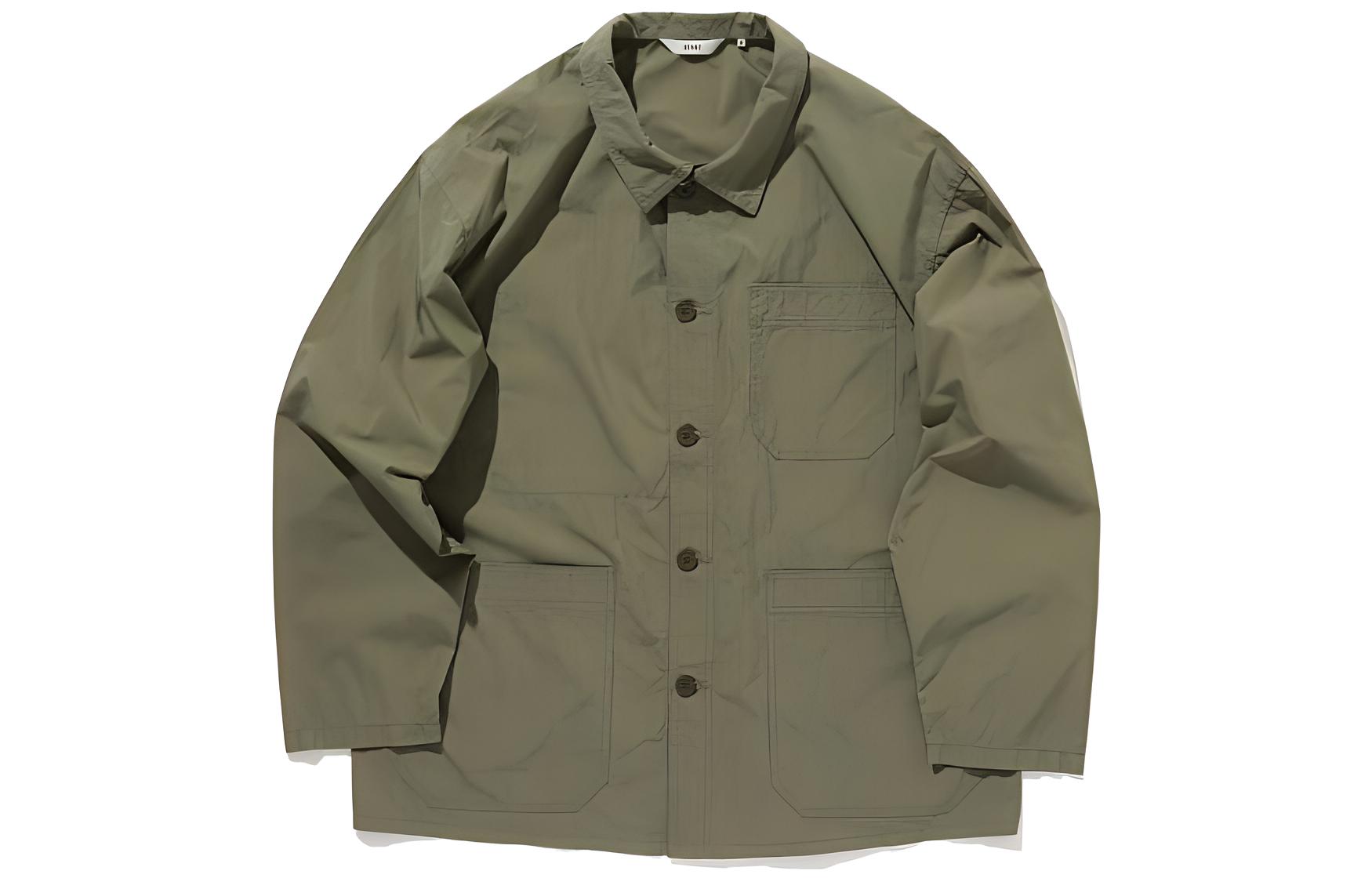 Beams FW22 Solid Color Button-Up Shirt Jacket for Men 11-18-0472-803