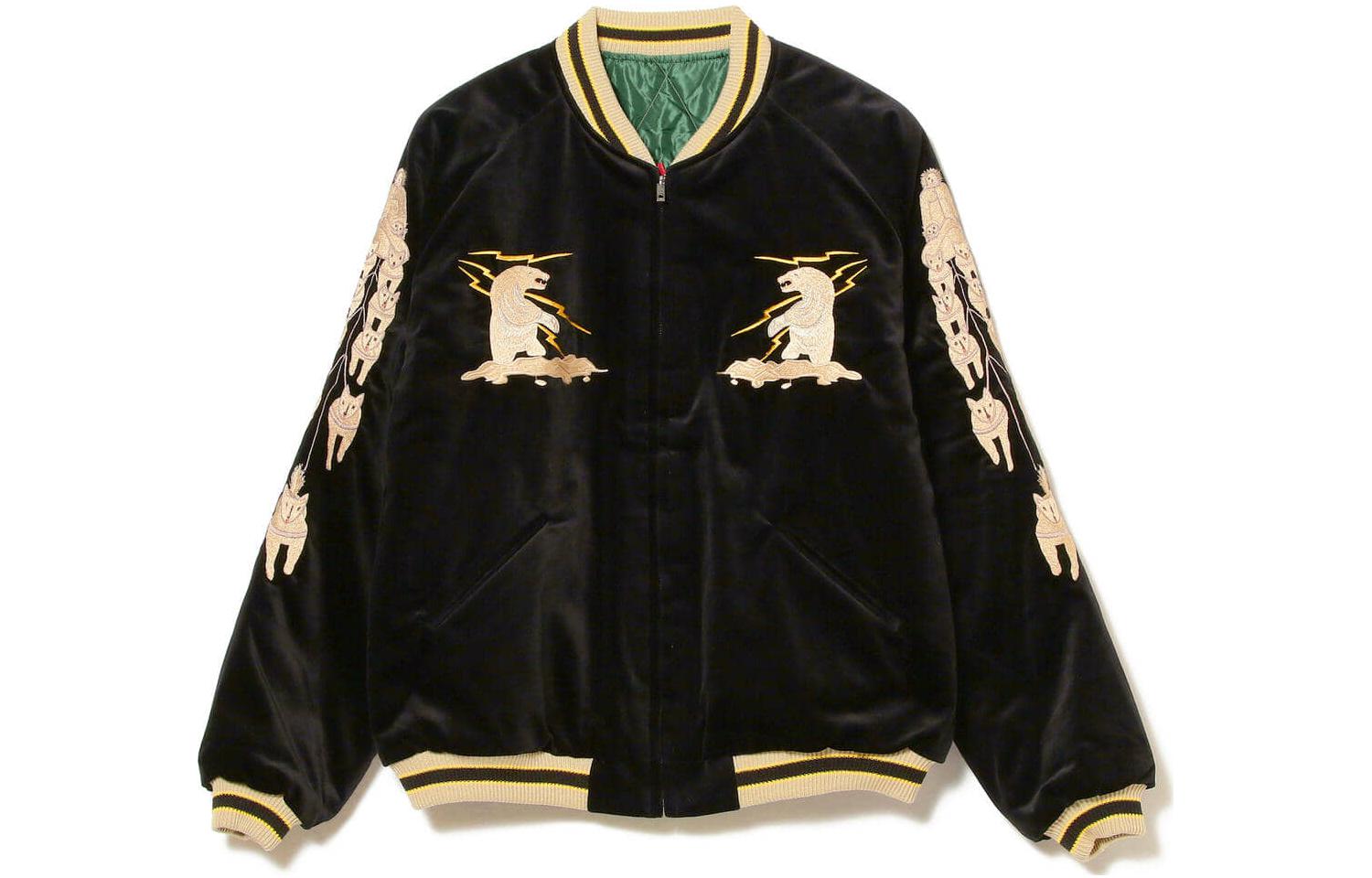 Beams FW22 Swan Embroidered Long-Sleeve Varsity Jacket Men. 11-18-0264-086