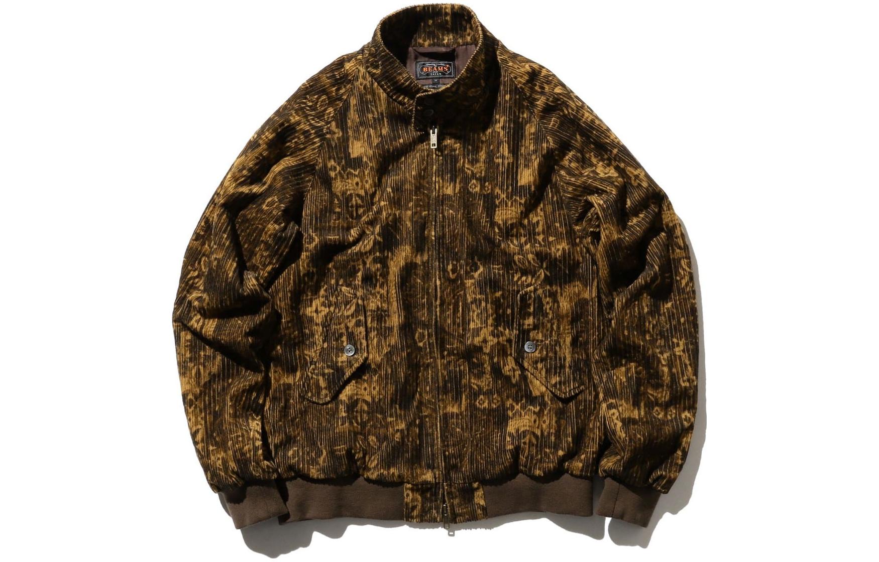 Beams FW23 Corduroy Harrington Jacket Floral Print Long Sleeve 38-18-0390-803