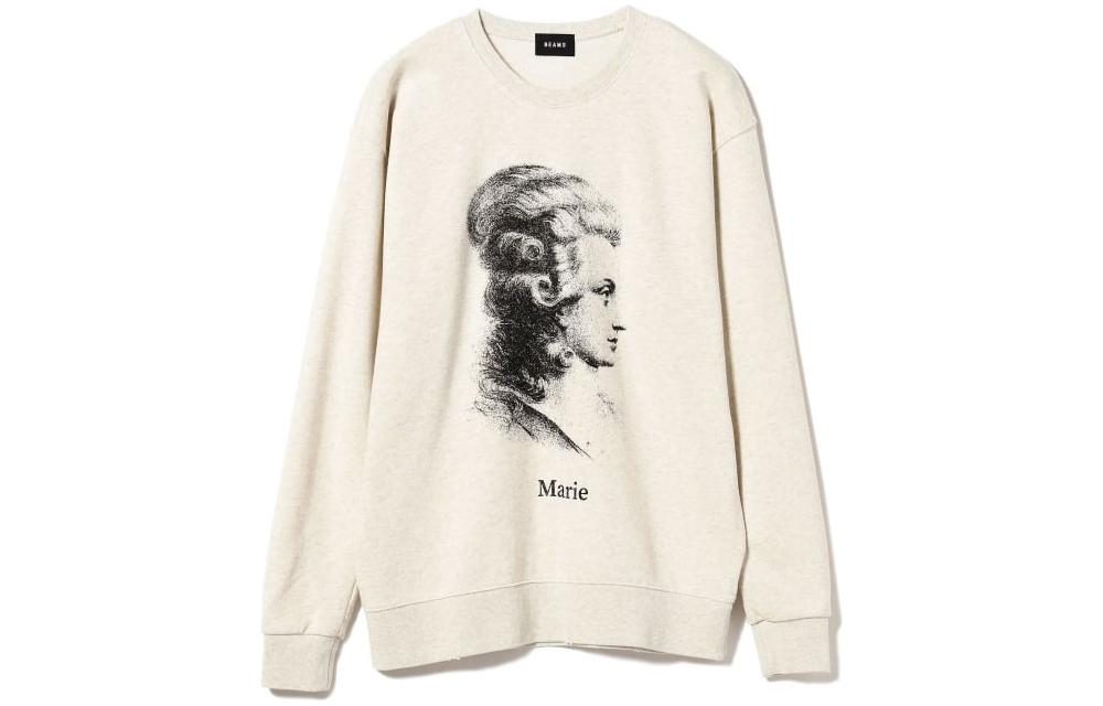 Beams FW23 Graphic Crewneck Pullover Long Sleeve Sweatshirt Off-White 75-13-0527-214