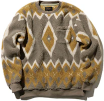 Beams FW23 Snakeskin Jacquard Fleece Crewneck Sweatshirt. 38-13-0182-156 Beams FW23 Snakeskin Jacquard Fleece Crewneck Sweatshirt. 38-13-0182-156