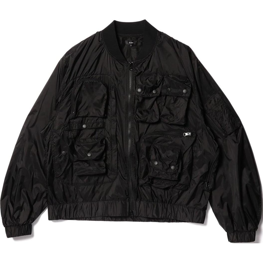 Beams FW24 Black Baseball Collar Zip-Up Jacket 11-18-1826-139-19