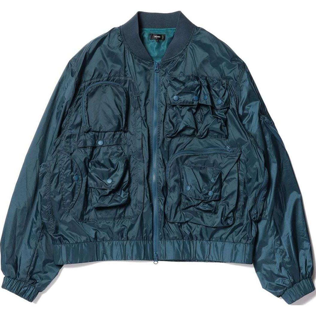 Beams FW24 Zipper Baseball Collar Jacket Teal Long Sleeve Outerwear 11-18-1826-139-73