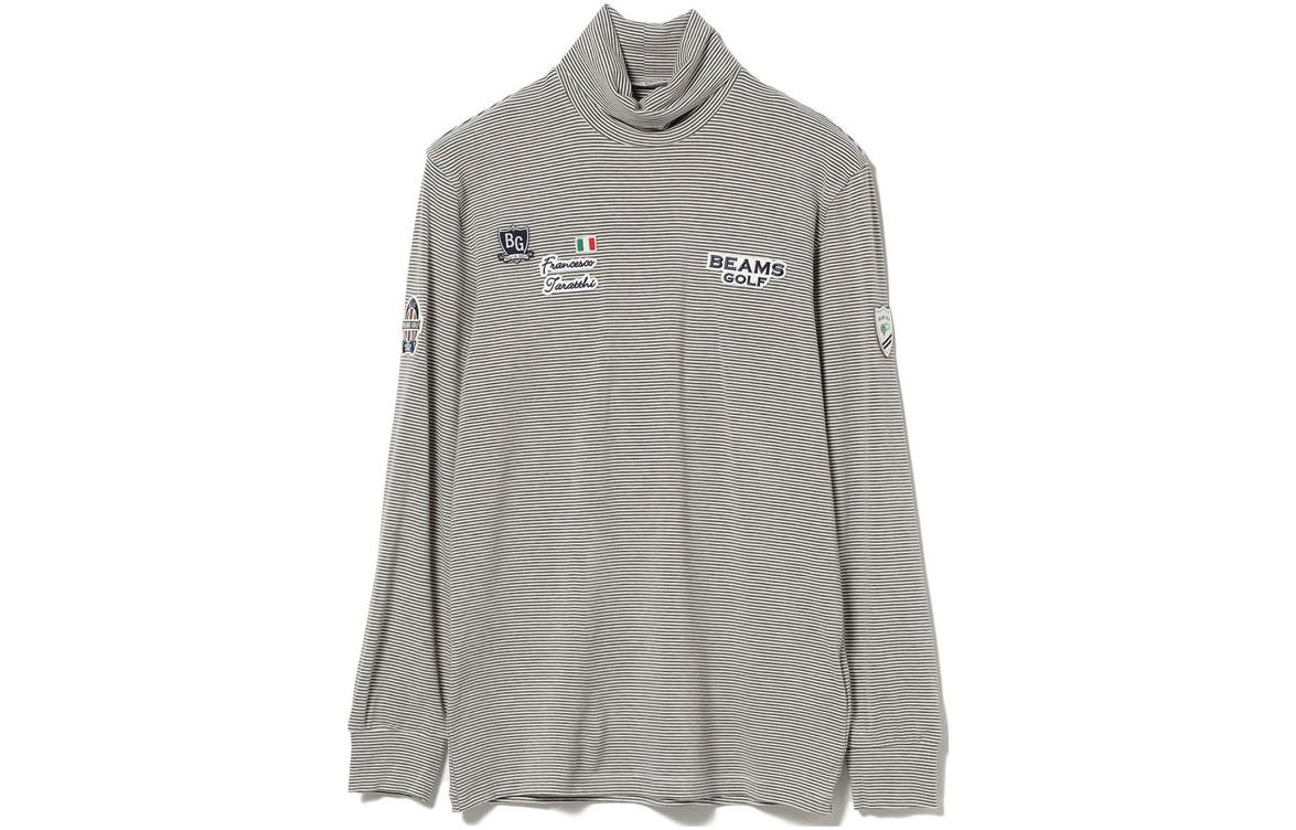 Beams Golf Purple Label Striped Print High Neck Long Sleeve Sweatshirt Men 84-14-0034-444