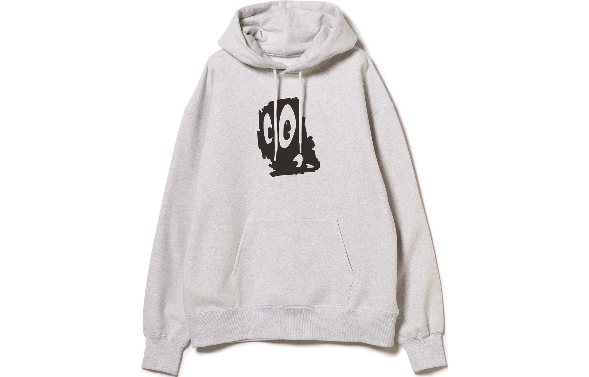 Beams Graphic Print Hoodie Long Sleeve Gray 75130569146-10