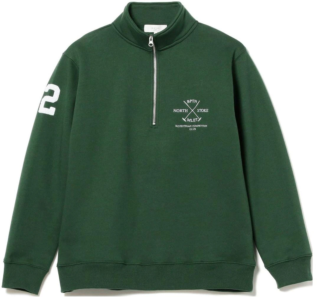 beams-green-half-zip-pullover-with-letter-print-9213032789865
