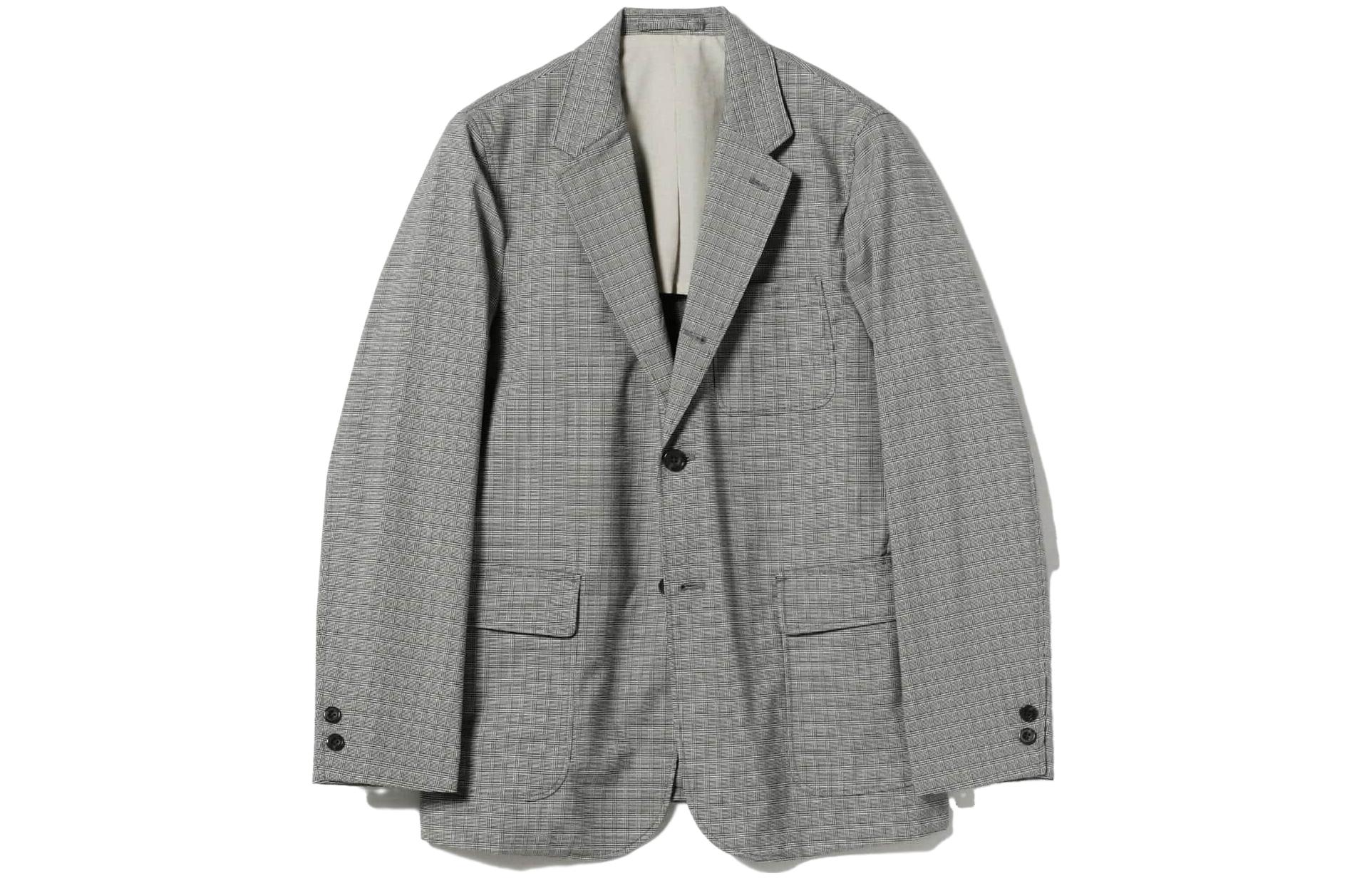 Beams Grey Checkered Single-Breasted Blazer Jacket 3816038480315
