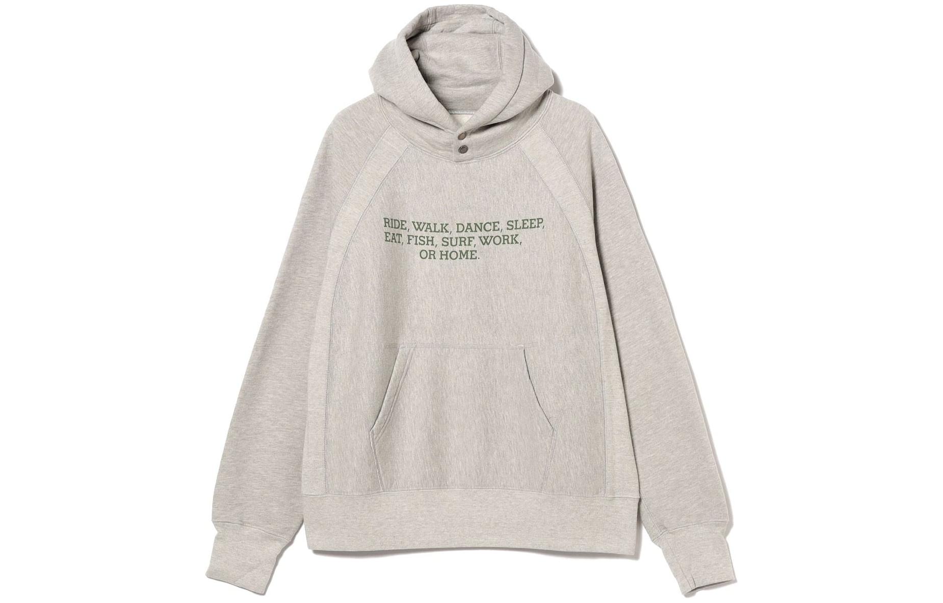 Beams Grey Hoodie with Letter Print - Pullover Long Sleeve 36-13-0216-334