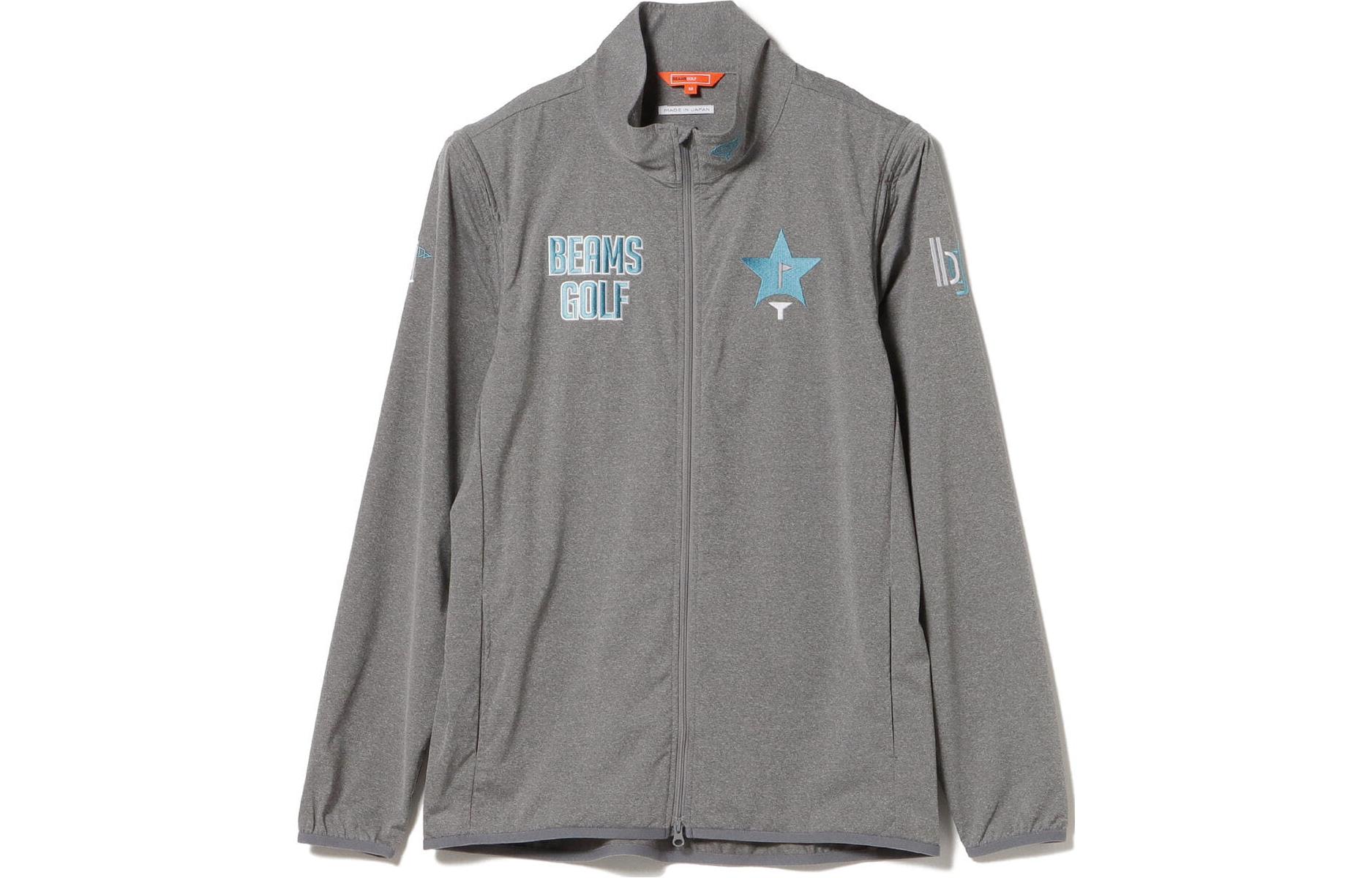 Beams Grey Zipper Letter Print Long Sleeve Jacket. 82-18-0017-444