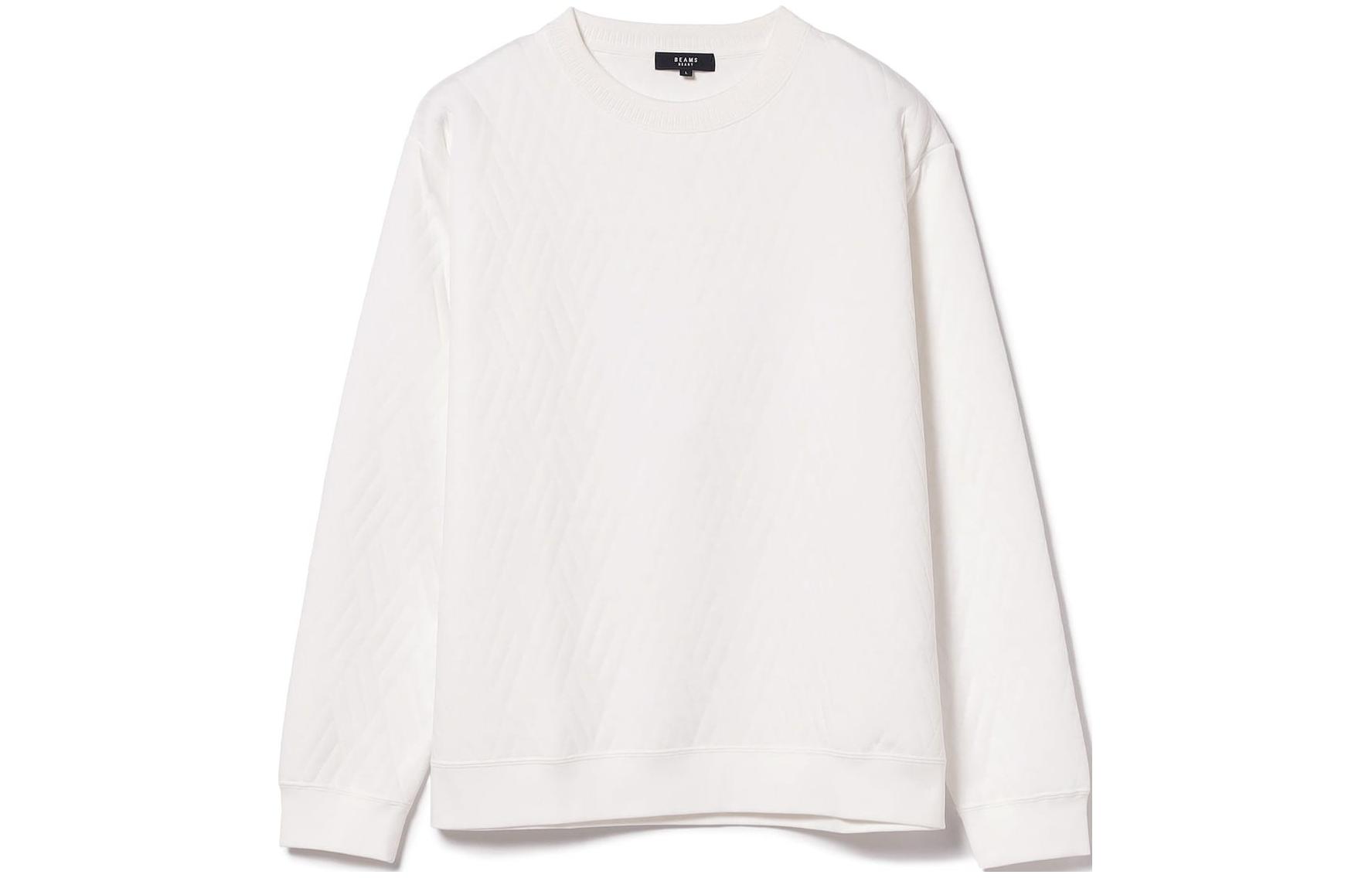 Beams HEART Geometric Quilted Crewneck Sweatshirt White () 4213006063901