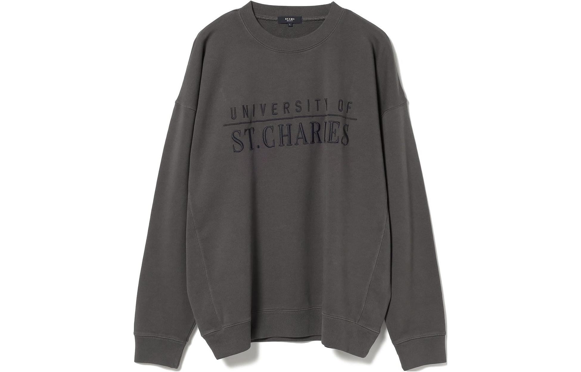 Beams HEART Graphic Crewneck Sweatshirt Charcoal Grey 4213006680317