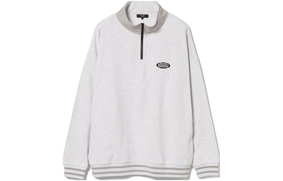 Beams HEART Half-Zip Badge Long-Sleeve Sweatshirt Men’s Light Gray 4213006580310