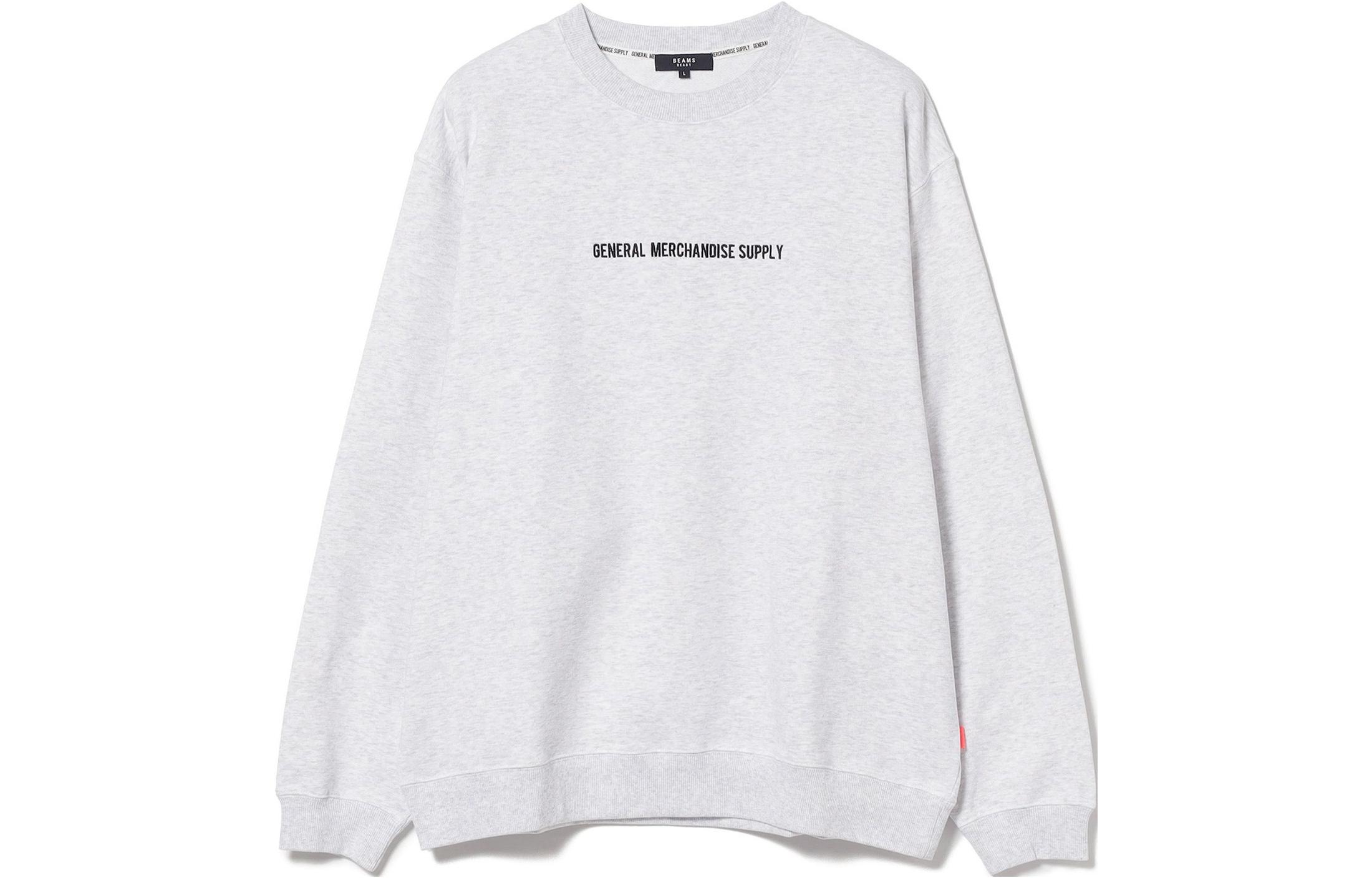 Beams HEART Letter Print Crewneck Long-Sleeve Sweatshirt Grey (). 42130074147