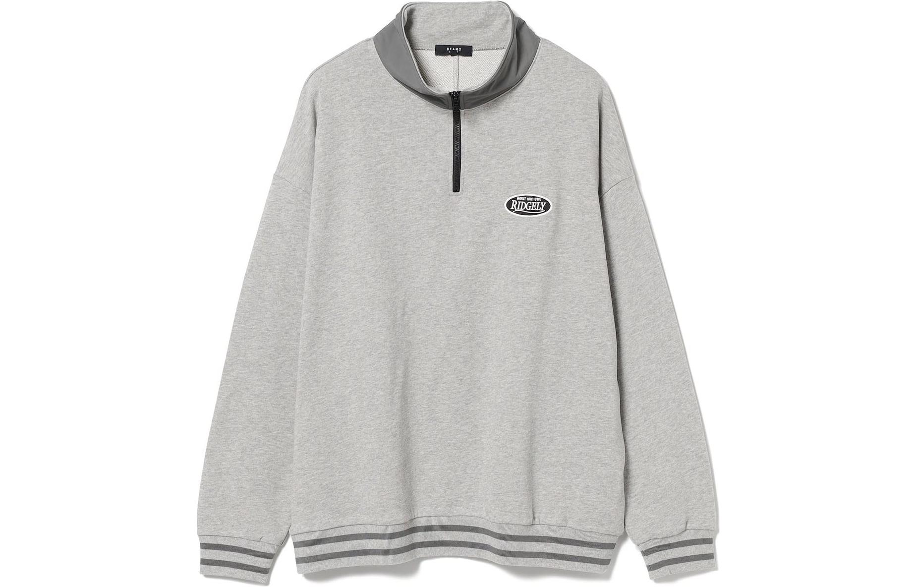 Beams HEART Relaxed Half-Zip High Collar Sweatshirt Gray 4213006580315