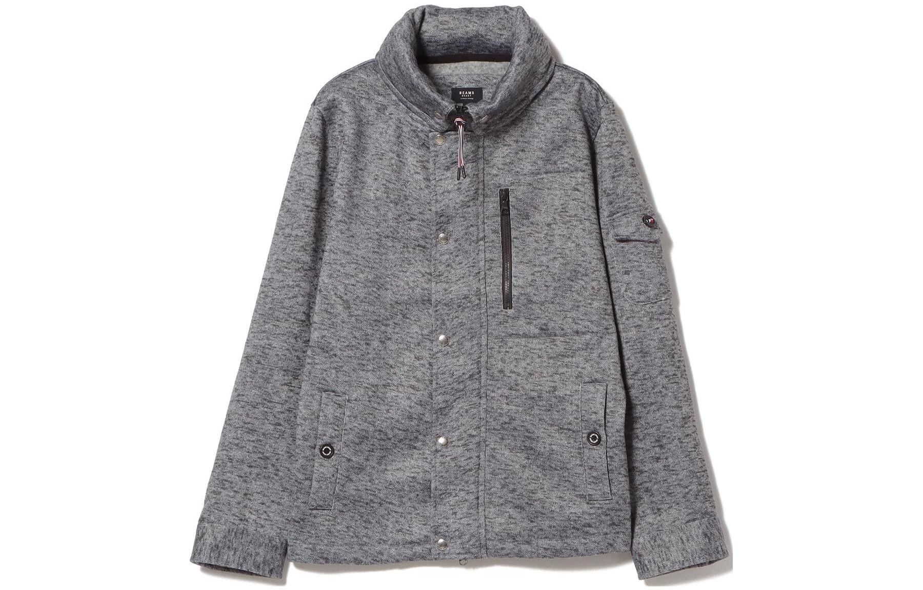 Beams High-Neck Solid Gray Jacket 4213003314715