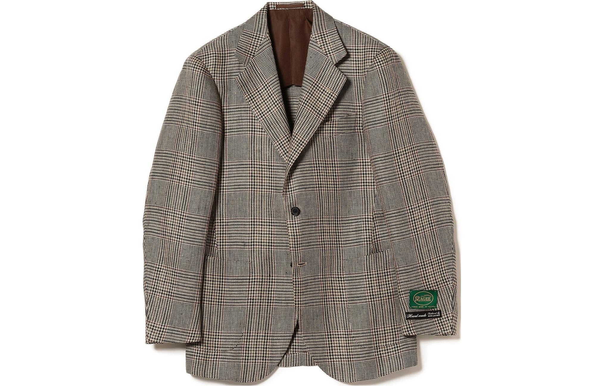 Beams Houndstooth Long-Sleeve Collar Button Jacket Brown (). 21-16-0170-015