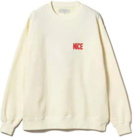 Beams Ivory White Crewneck Sweatshirt with Logo Embroidery. 9213036580306 Beams Ivory White Crewneck Sweatshirt with Logo Embroidery. 9213036580306