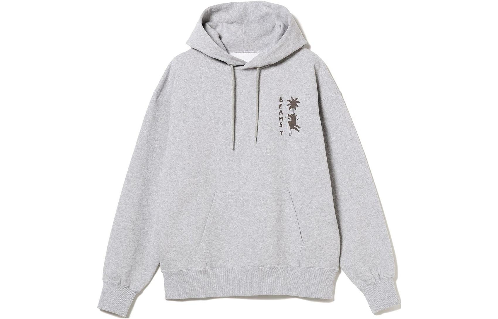 Beams Letter Graphic Print Hoodie Grey 75130559146-15
