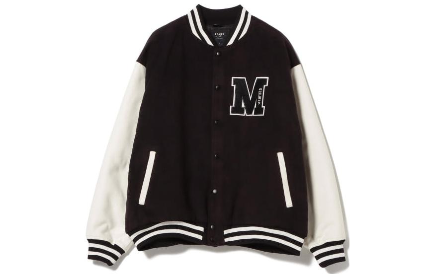 Beams Letter Print Baseball Collar Athletic Jacket 42-18-0021-639