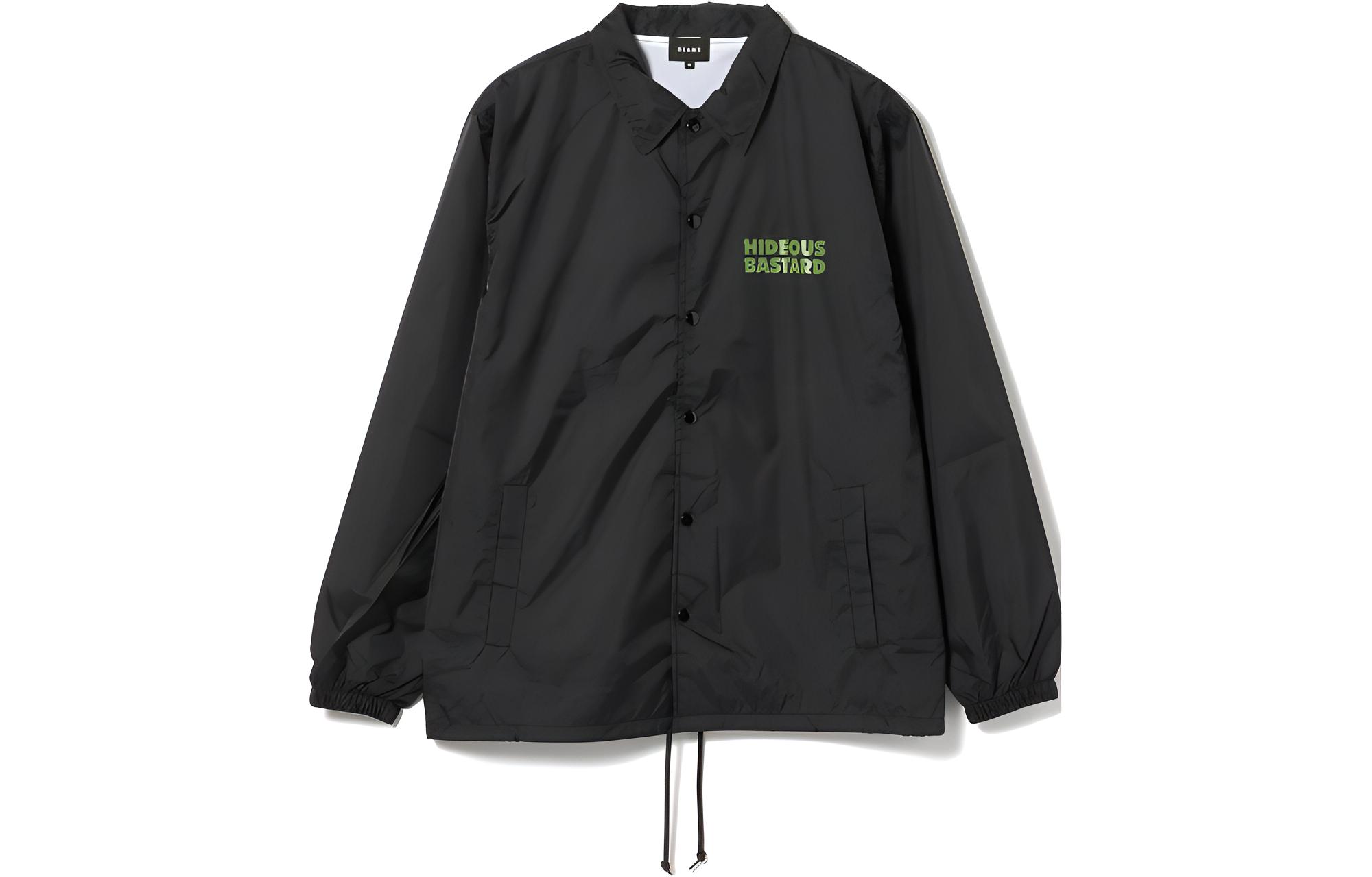 Beams Letter Print Snap Button Jacket Black 11-18-0362-146